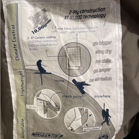 Vintage Spyder S Ski Jacket | XT Ceramic 10K, 10+ Pockets Zip Neck Warmer Vented - Picture 11 of 16